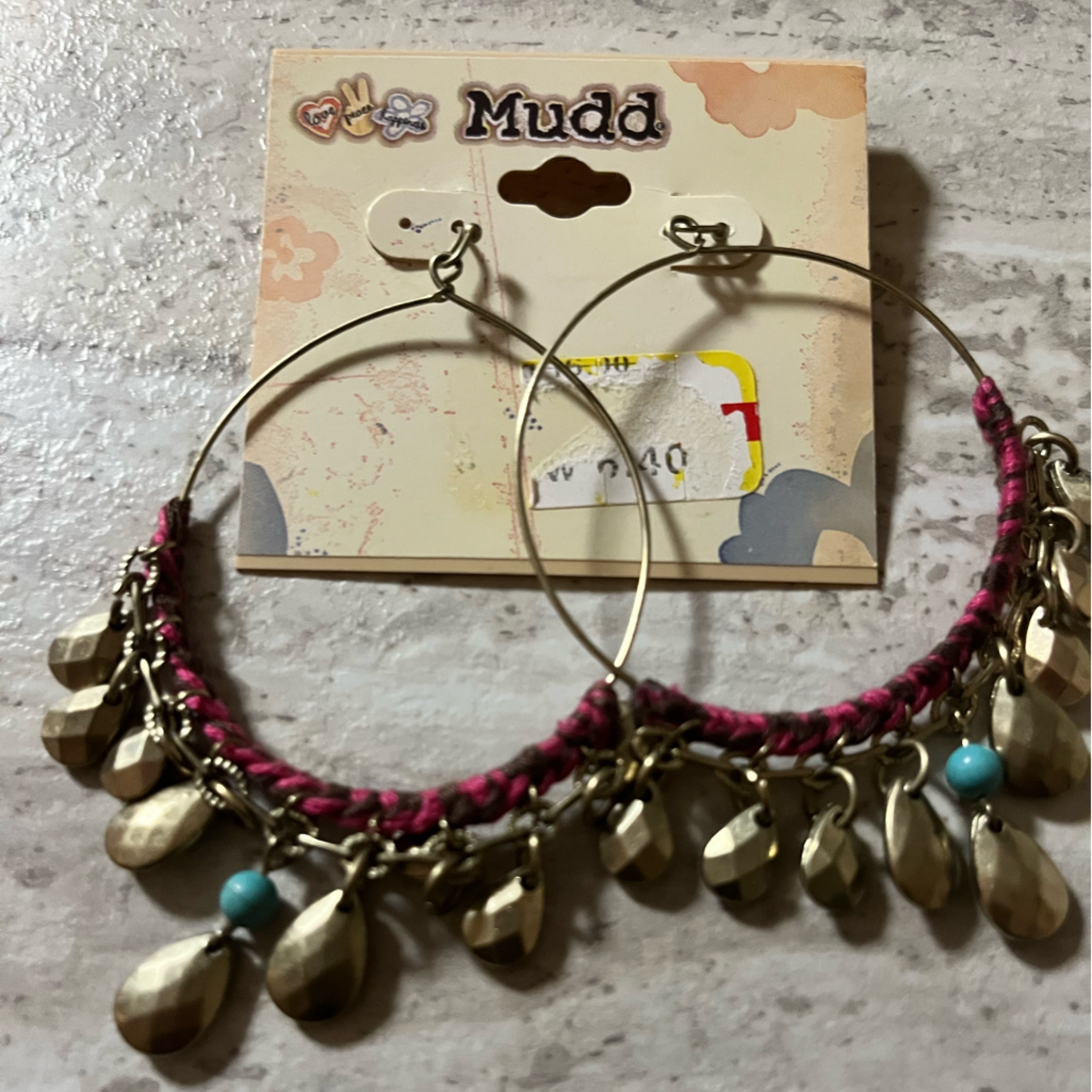 Mudd PinkGoldTurquoise Os Fashion Pierced Earrings 13$